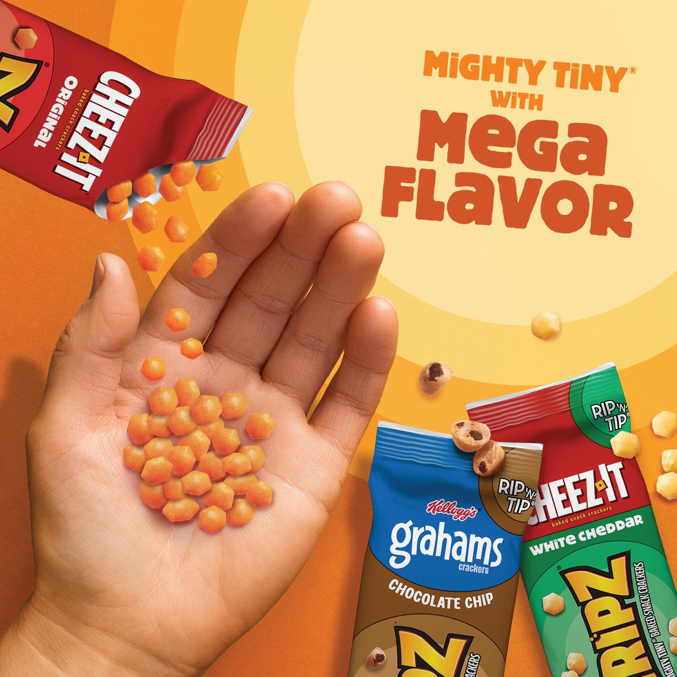 Cheez-It Gripz mighty tiny bites provide big flavor in a small, portable pouch.