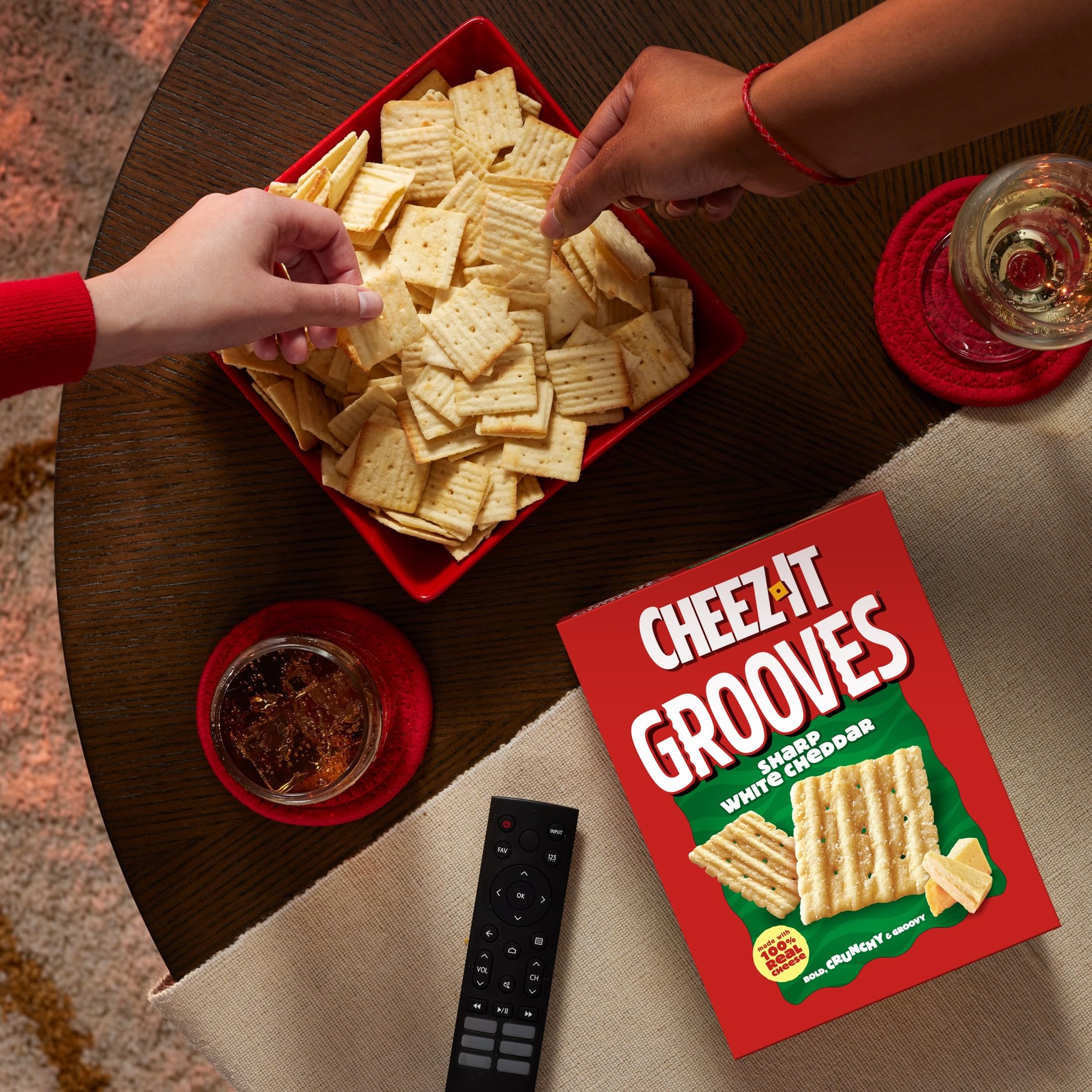 Cheez-It Grooves fits in lunchboxes for quick sustenance.