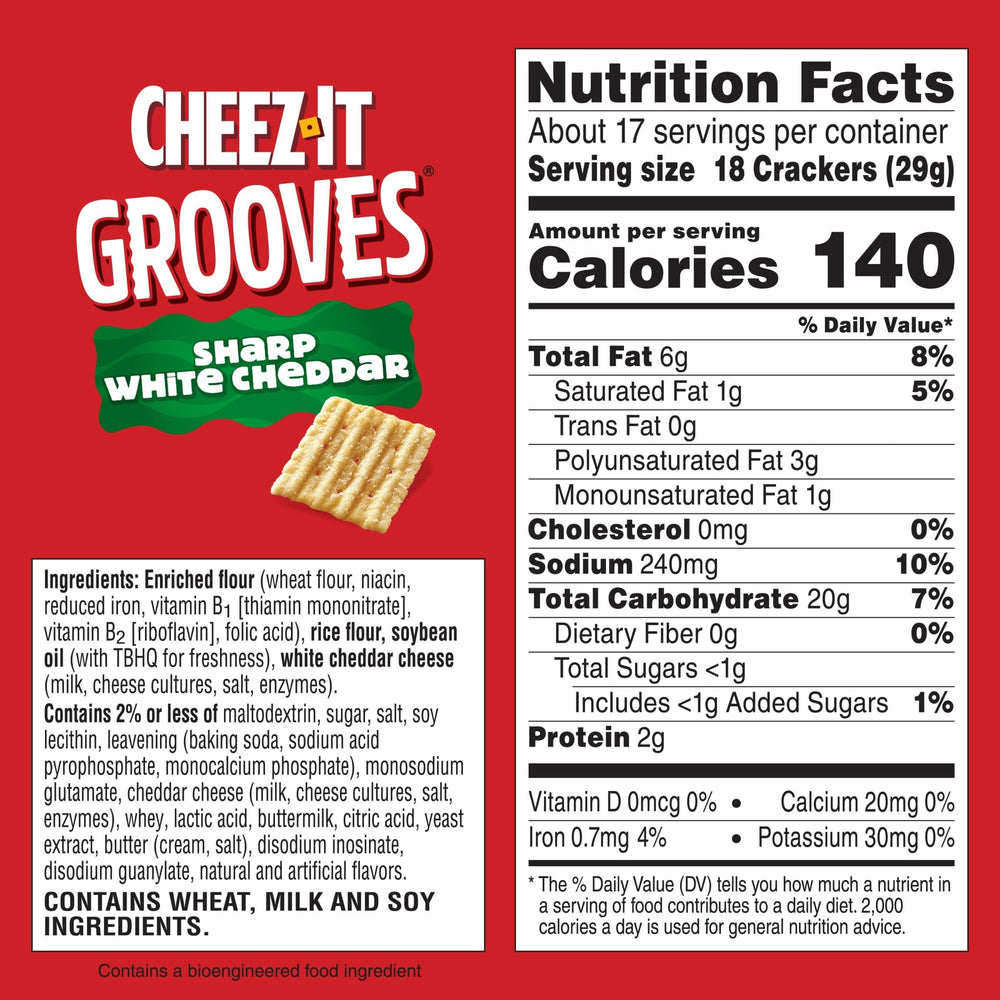 Cheez-It Grooves ridged crackers deliver extra crunch and bold bite.