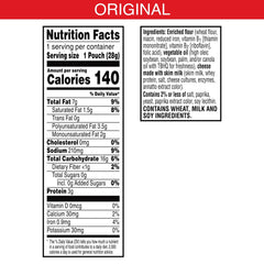 Cheez-It Original bag-open view highlights crispy texture and savory cheese aroma.