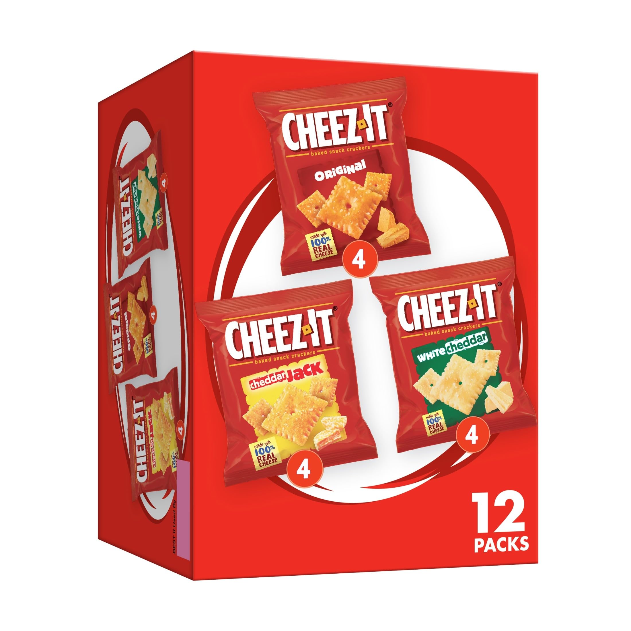 Cheez-It Original crackers close-up; bold cheese flavor for on-the-go snacking.