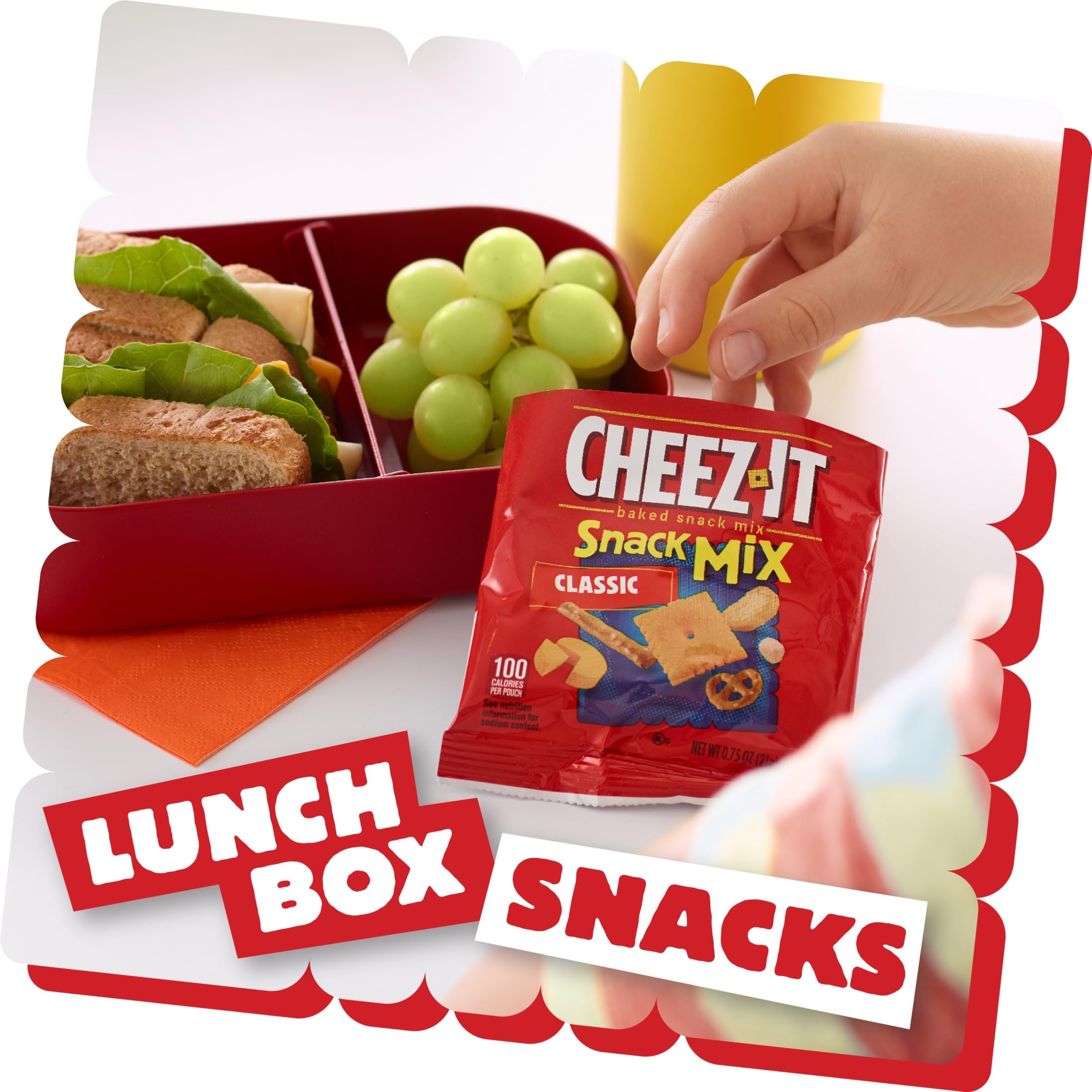 Cheez-It Snack Mix caddy box packaging, grab-and-go.