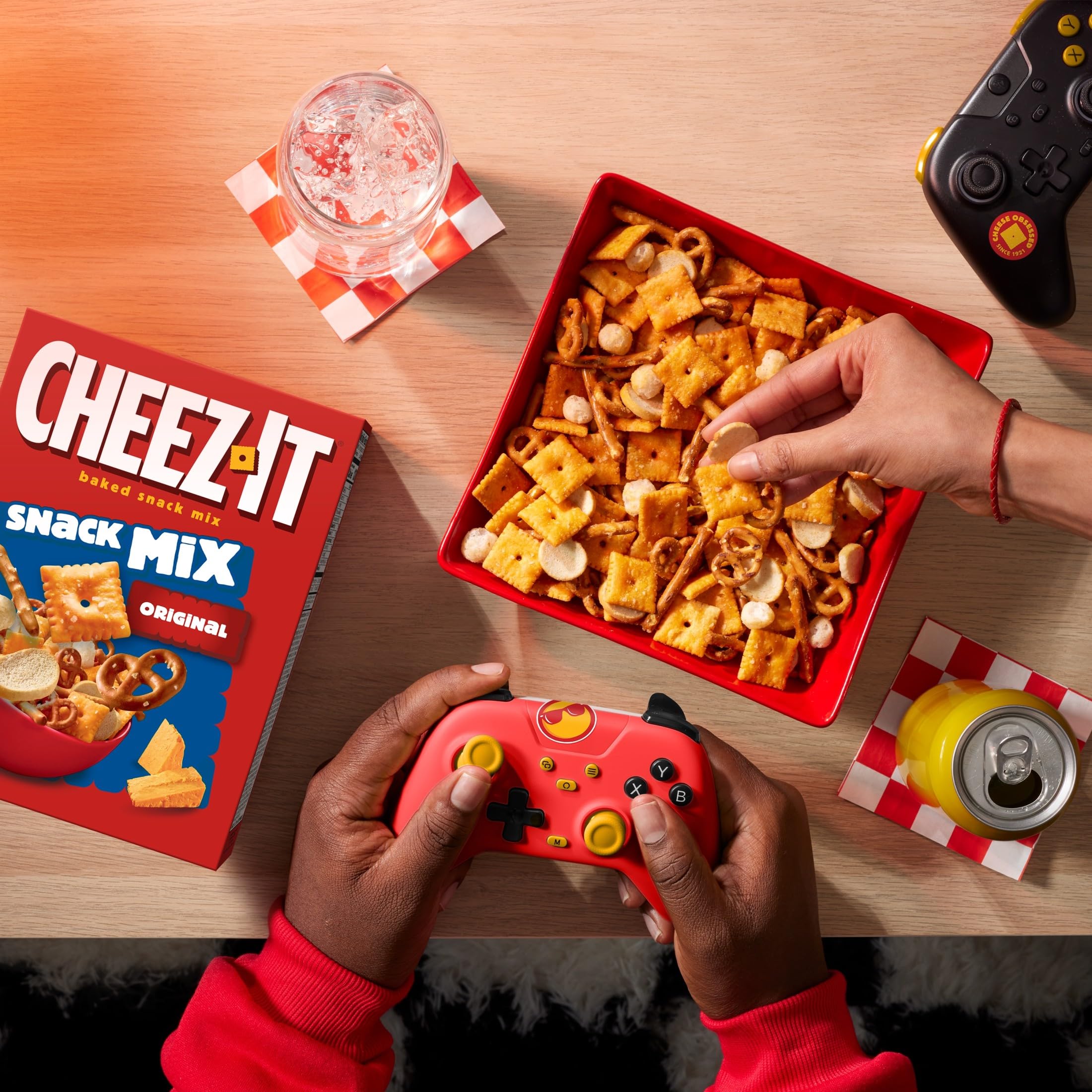 Cheez-It Snack Mix on game night, a crave-worthy crunchy treat to share