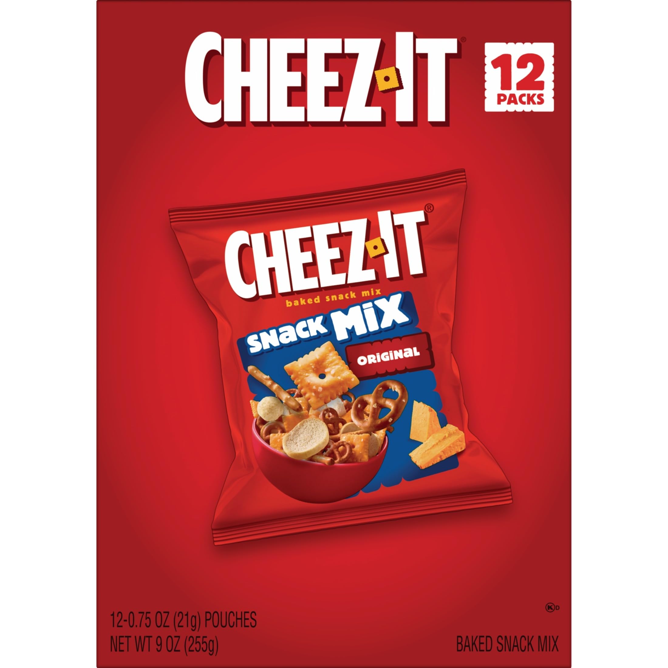 Cheez-It Snack Mix individual pouches, mess-free snacking.