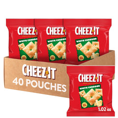 Cheez-It White Cheddar crackers front view in a 40-pack bag for family snacking.