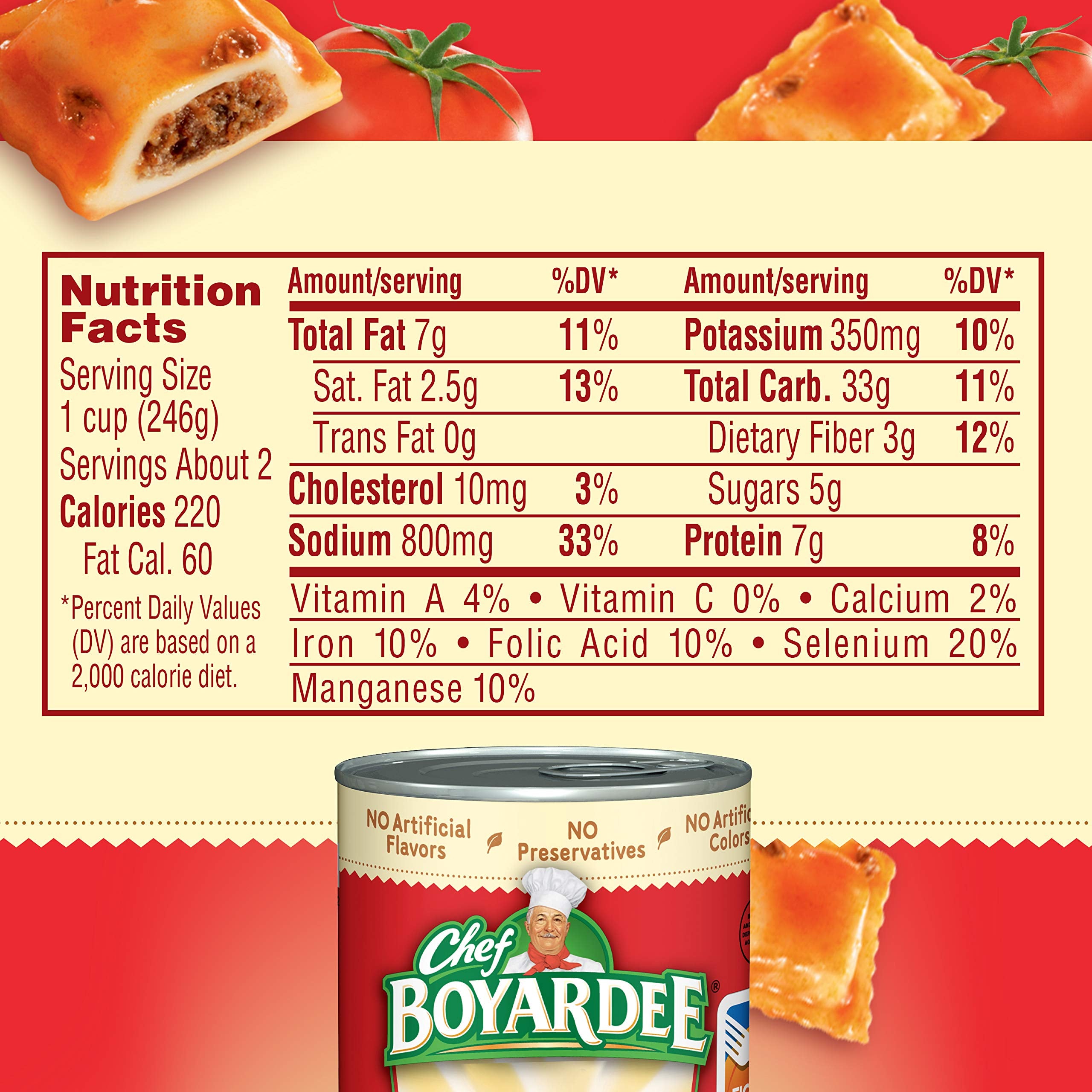 Chef Boyardee Beef Ravioli easy-open lid, convenient meal ready in moments.