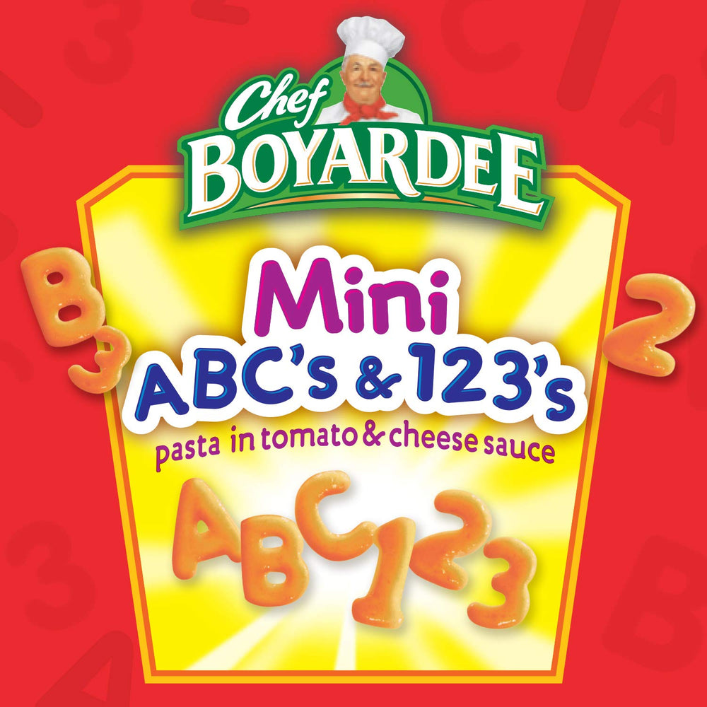 Enriched pasta strands with sauce shown for Chef Boyardee quality.