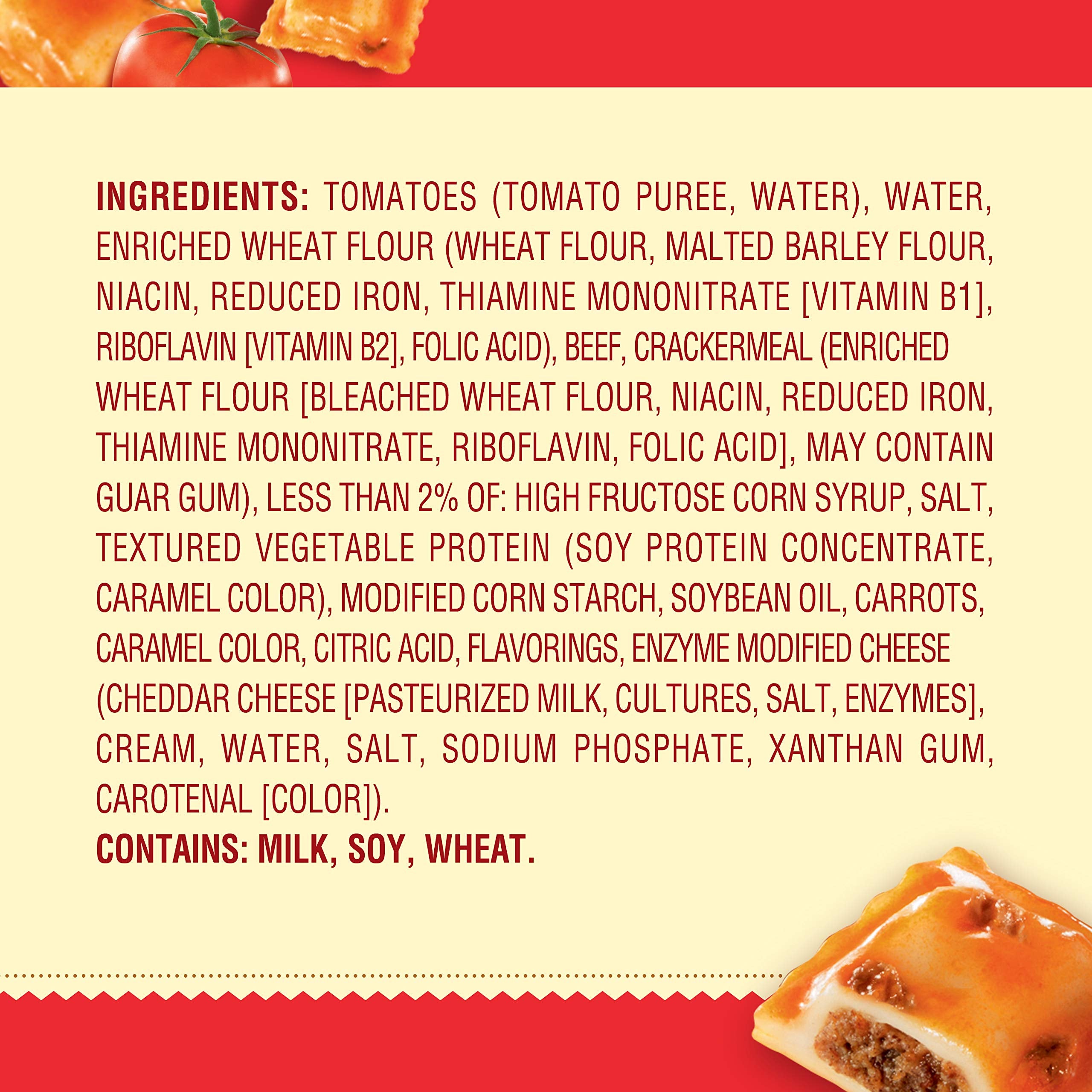 Chef Boyardee Mini Ravioli close-up, enriched pasta for satisfying bites.