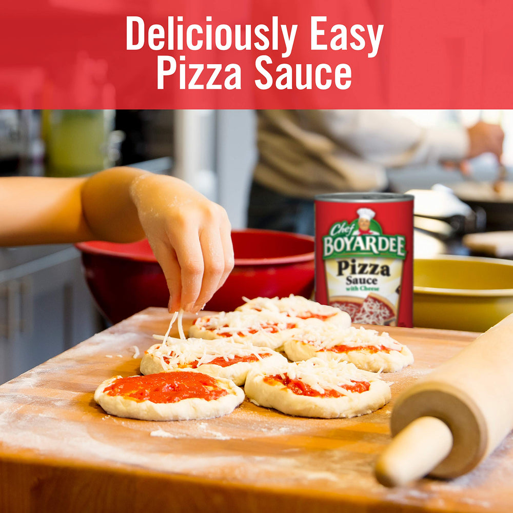 Chef Boyardee Pizza Sauce with Cheese 12-pack offers bulk convenience for busy families