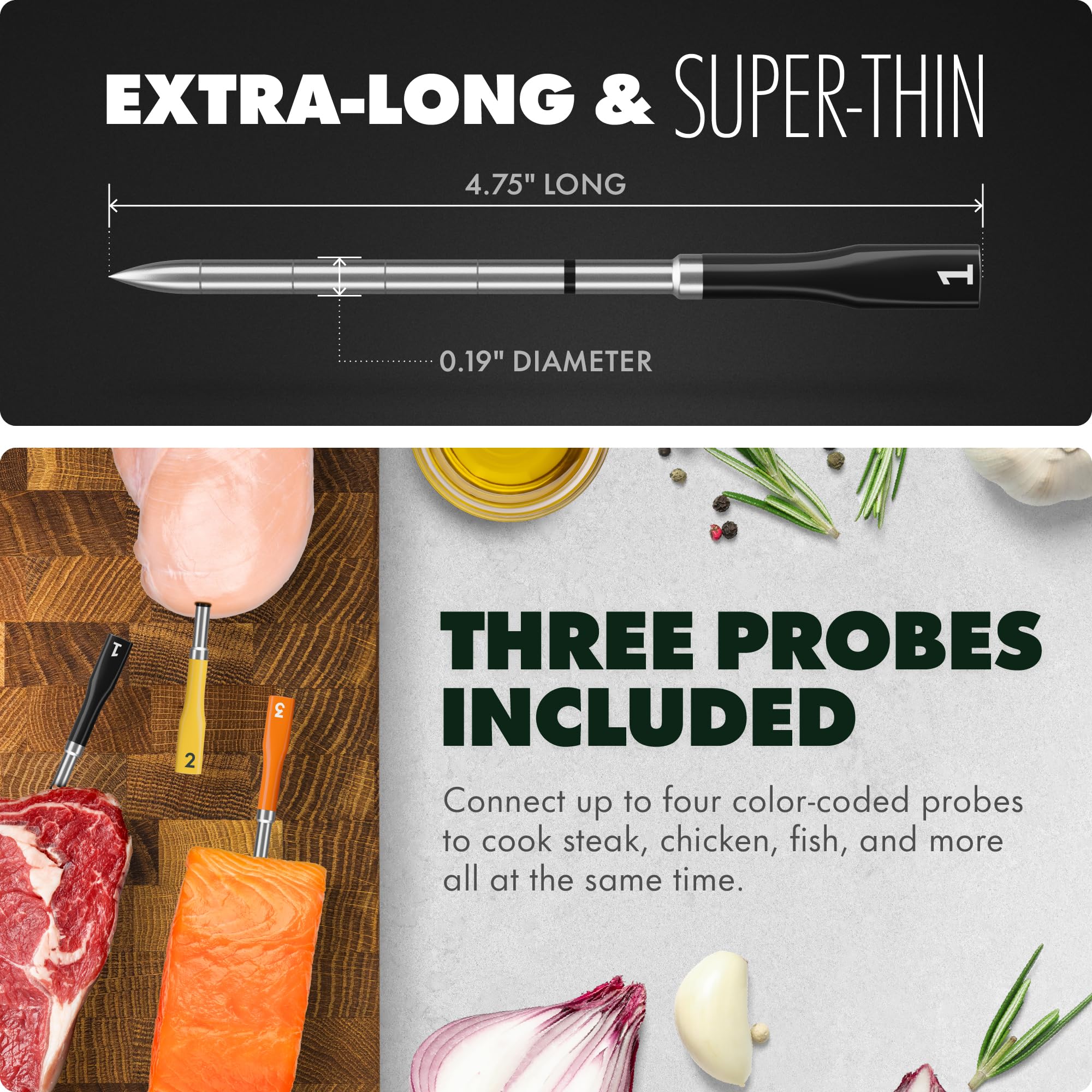 CHEF iQ Sense withstands 1000°F heat for high-heat searing sessions.