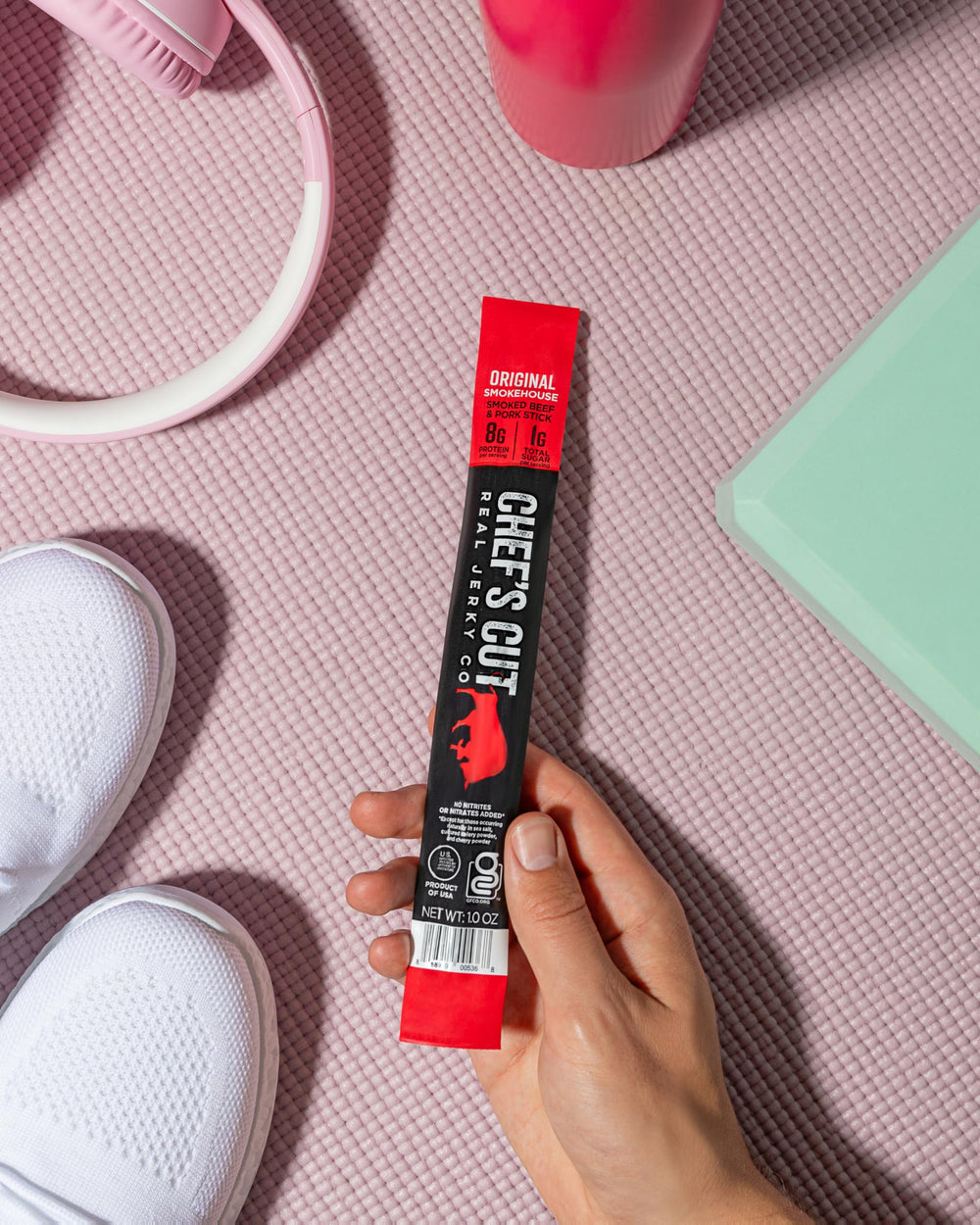 Premium-smoked meat texture highlights quality and flavor of Chef’s Cut jerky.