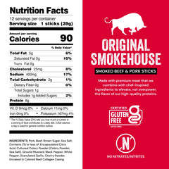 Packaging shows a 12-count bag for Chef’s Cut Real Jerky, portable protein option.