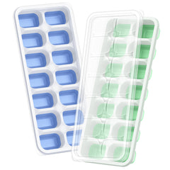 ChefAide ice cube tray with lid—stackable design keeps your freezer organized and odor-free.