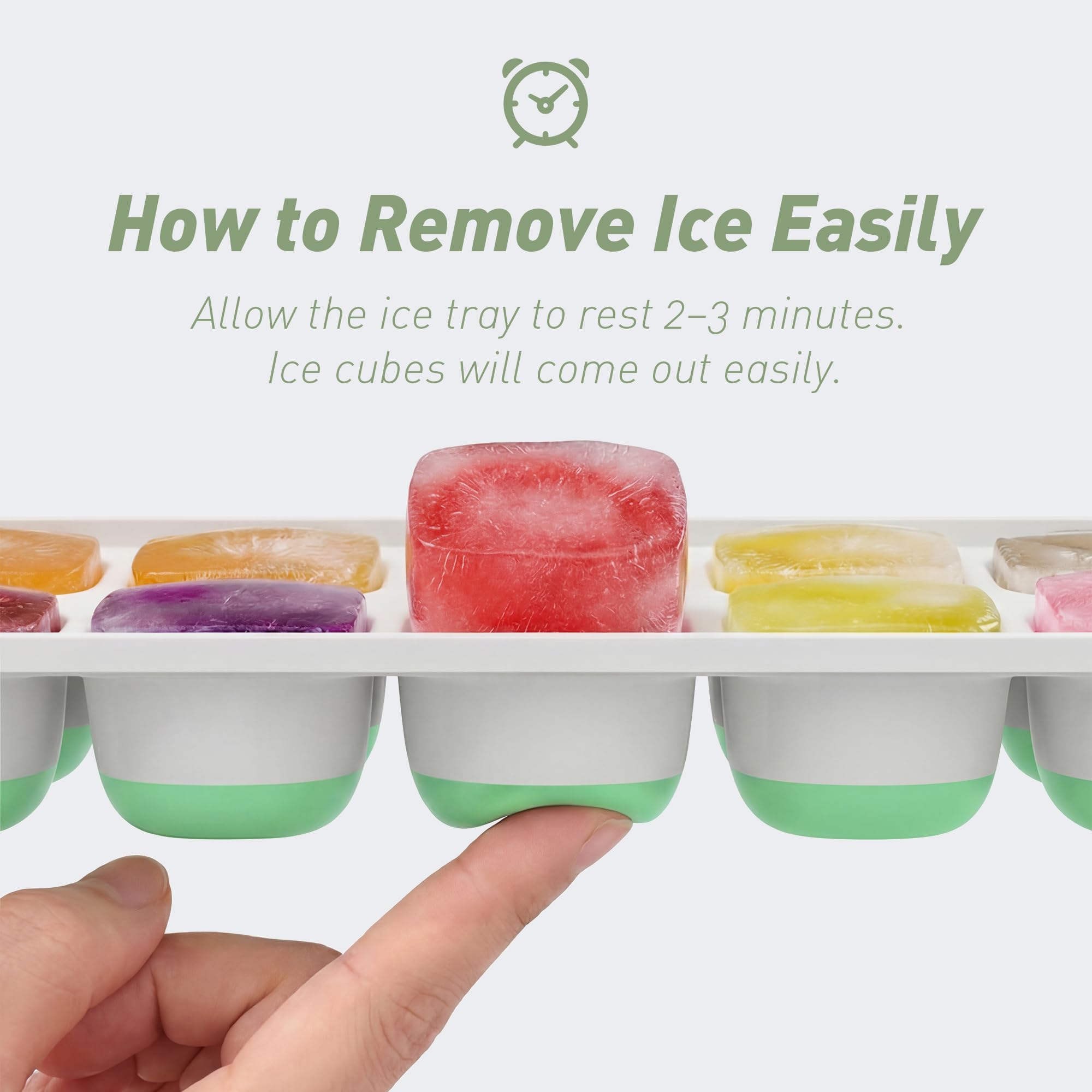 ChefAide ice tray with removable lid—easy-release silicone bottom simplifies popping out ice.