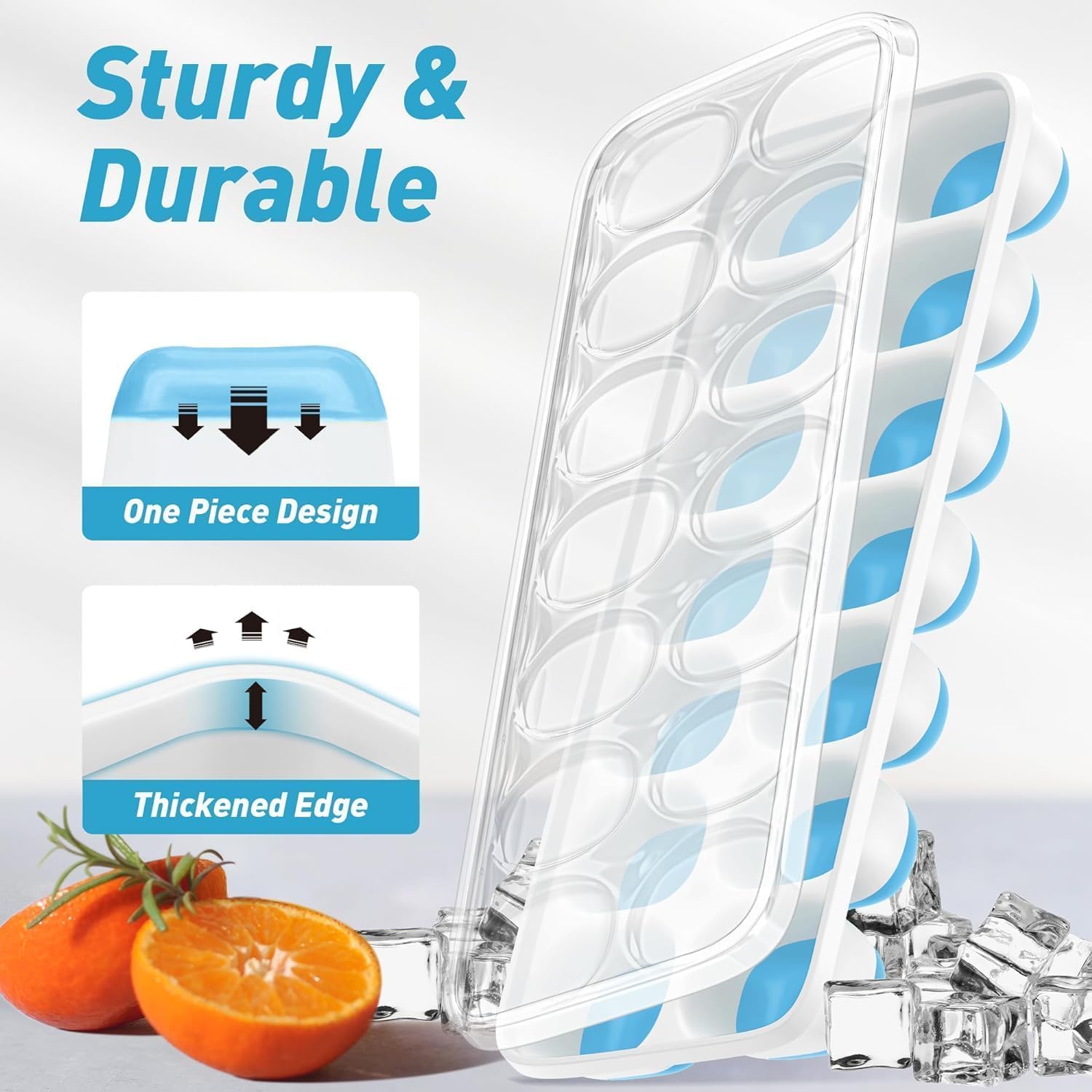 ChefAide removable lid stackable ice tray prevents freezer odors