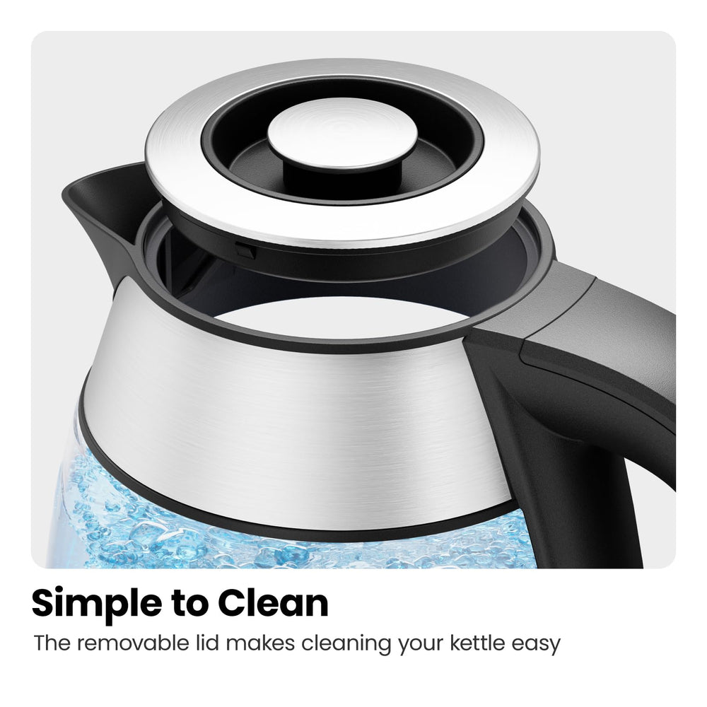 Chefman electric kettle clear glass design fits modern kitchens