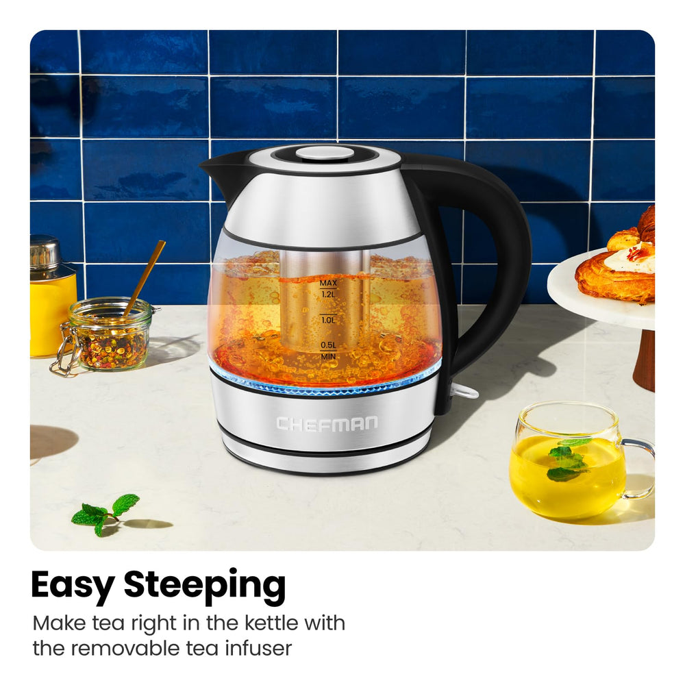 Chefman electric kettle removable lid for easy filling and cleaning