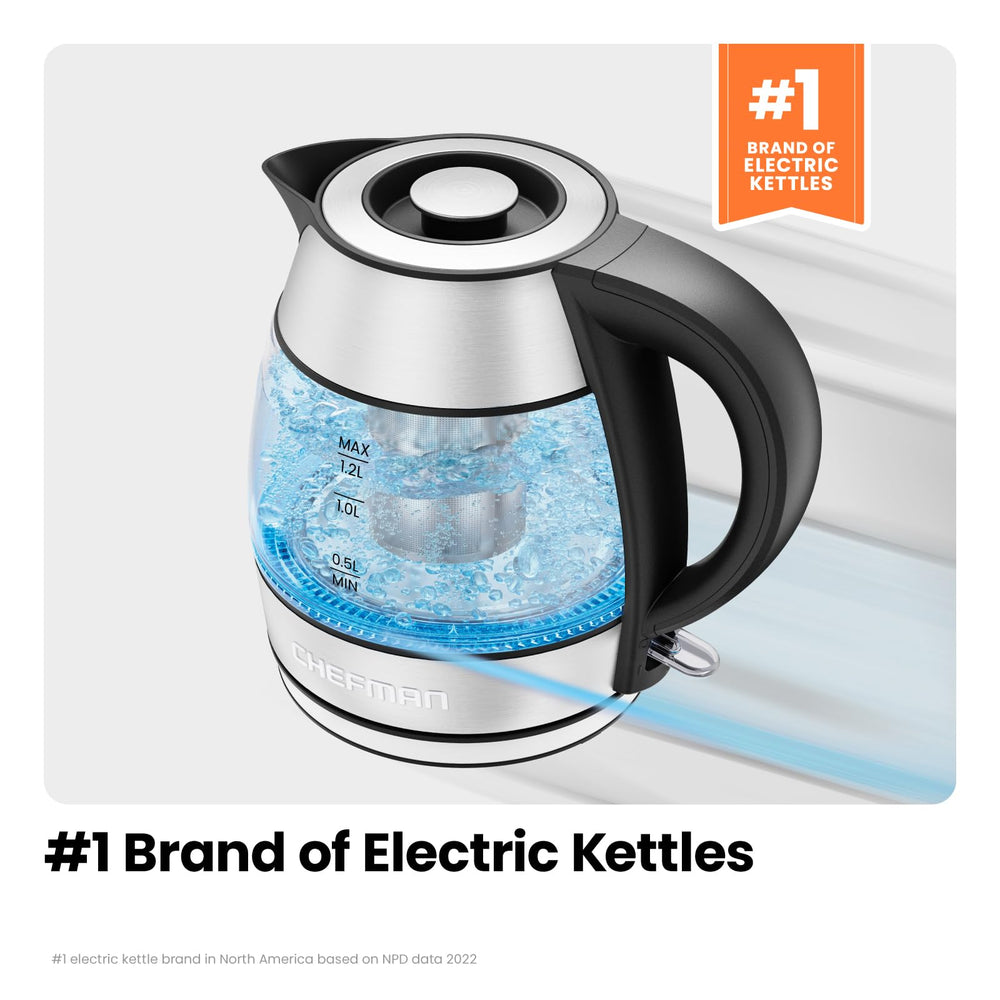 Chefman electric kettle stainless-steel infuser for loose-leaf tea