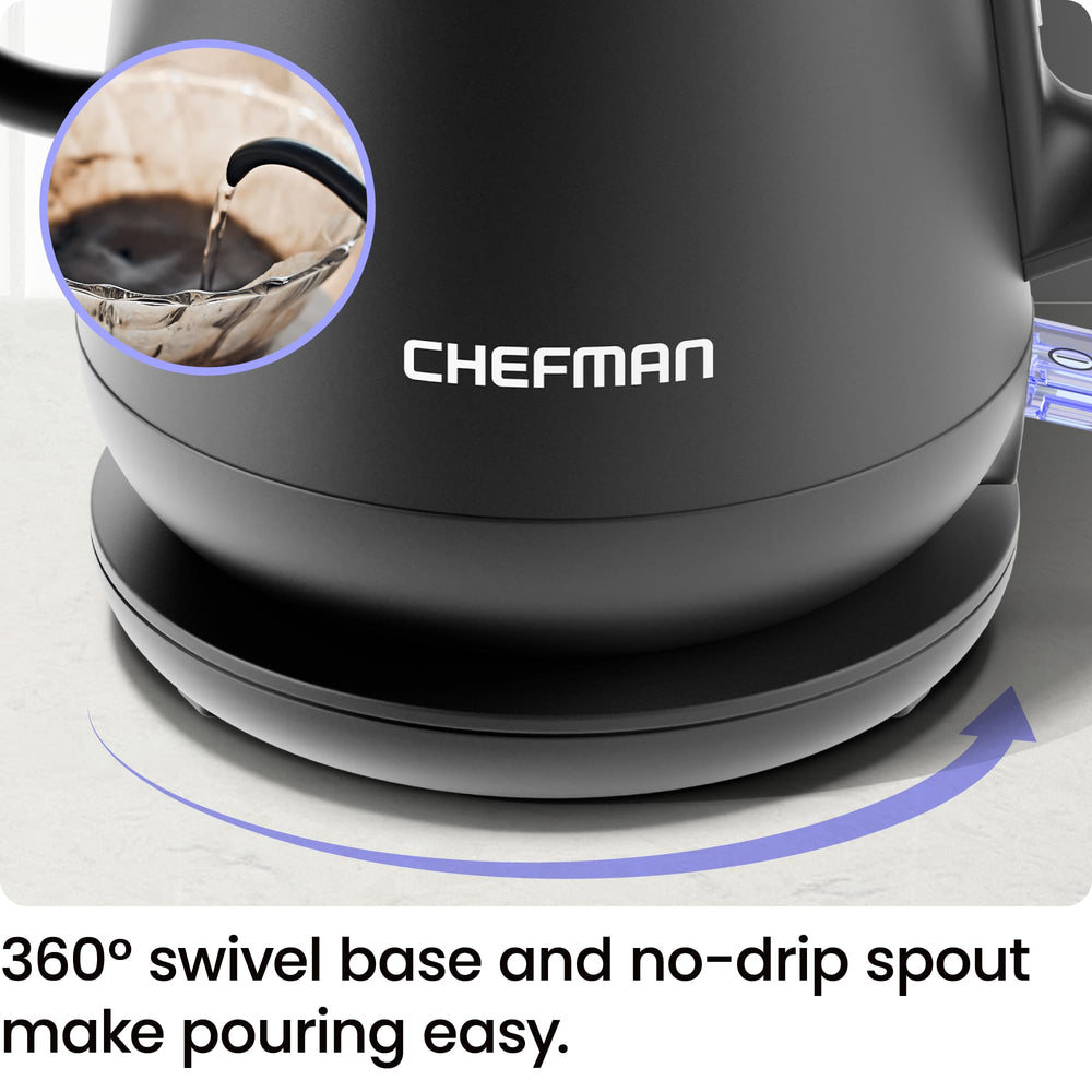 Chefman gooseneck kettle boil-dry protection adds safety during use