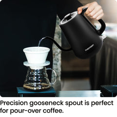 Chefman gooseneck kettle with one-touch operation for effortless morning routines