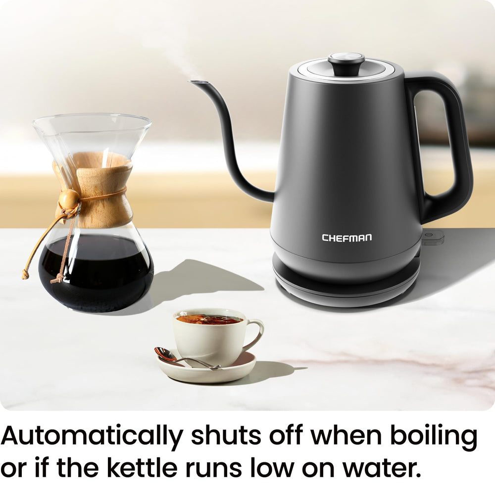 Chefman gooseneck kettle water-viewing window helps monitor fill level
