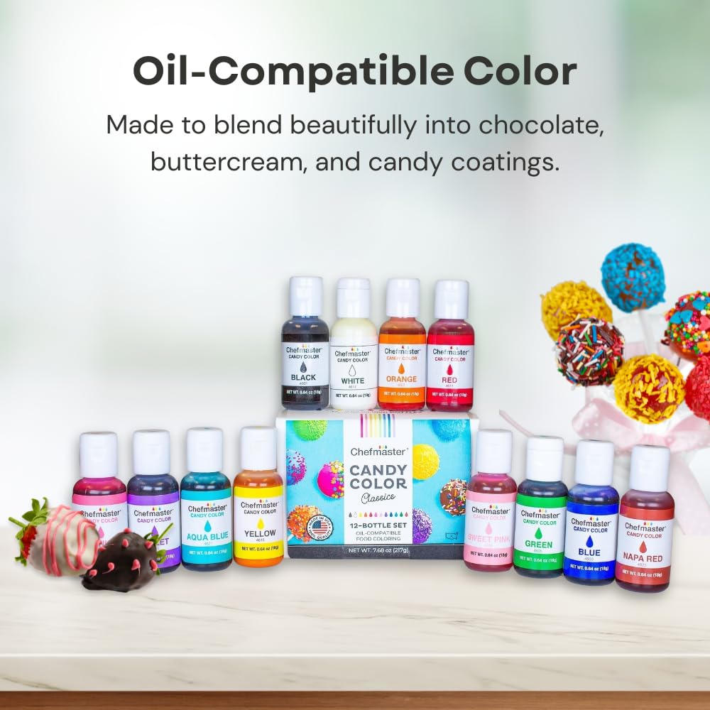 Chefmaster Red Candy Color cake pops tint evenly for delightful centers.