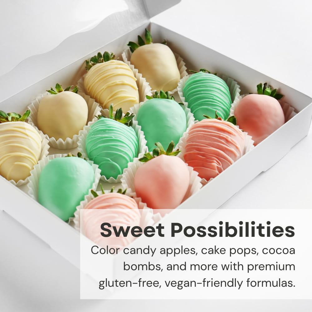 Chefmaster Red Candy Color truffles achieve vivid coverage with consistent color.
