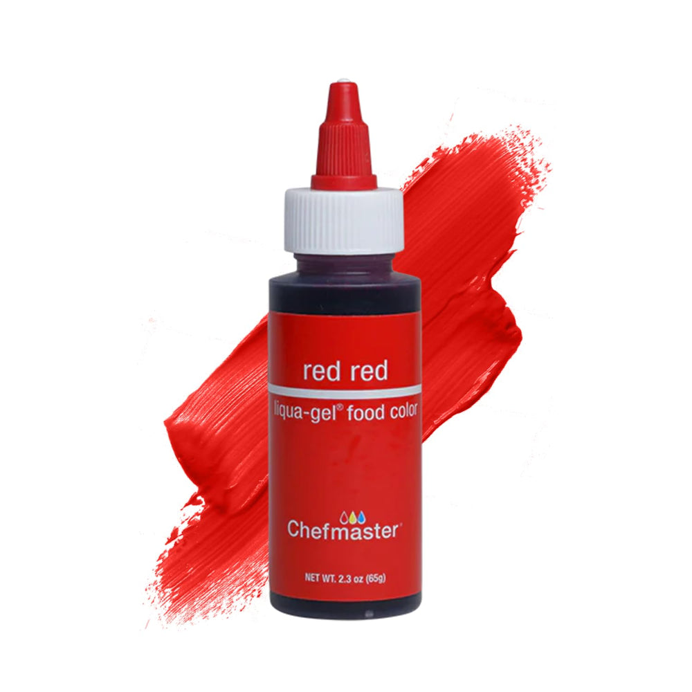 Chefmaster Red Red Liqua-Gel bottle for vivid, fade-resistant icing color.