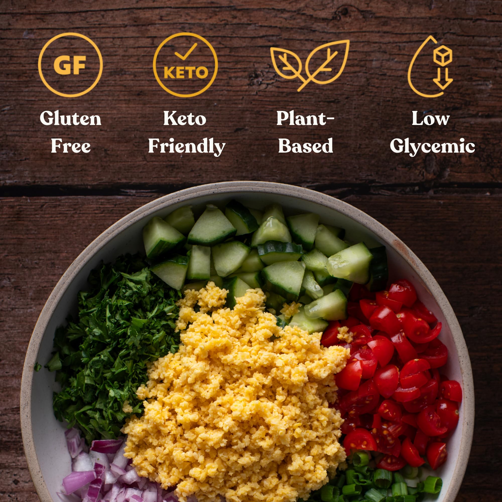 Non-GMO certification seal on Chef's Kiss Lupin Flakes pouch.