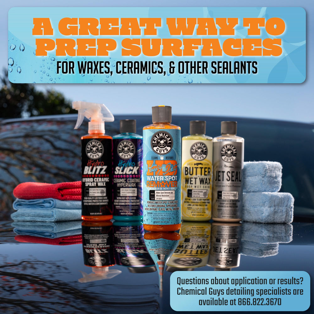Chemical Guys Heavy Duty Water Spot Remover Gel cleans stainless steel surfaces.