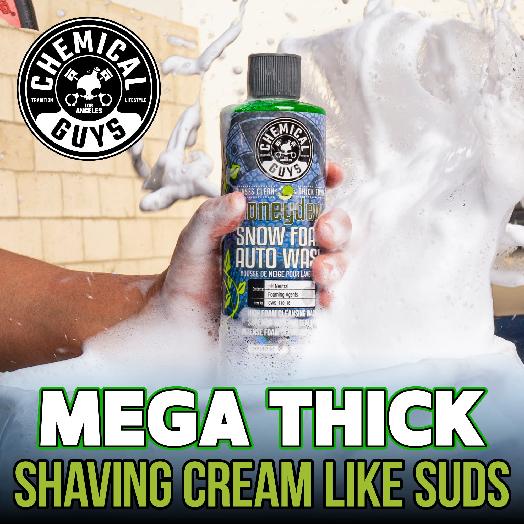 Chemical Guys Honeydew Snow Foam spray-nozzle close-up for even distribution and efficient cleaning.