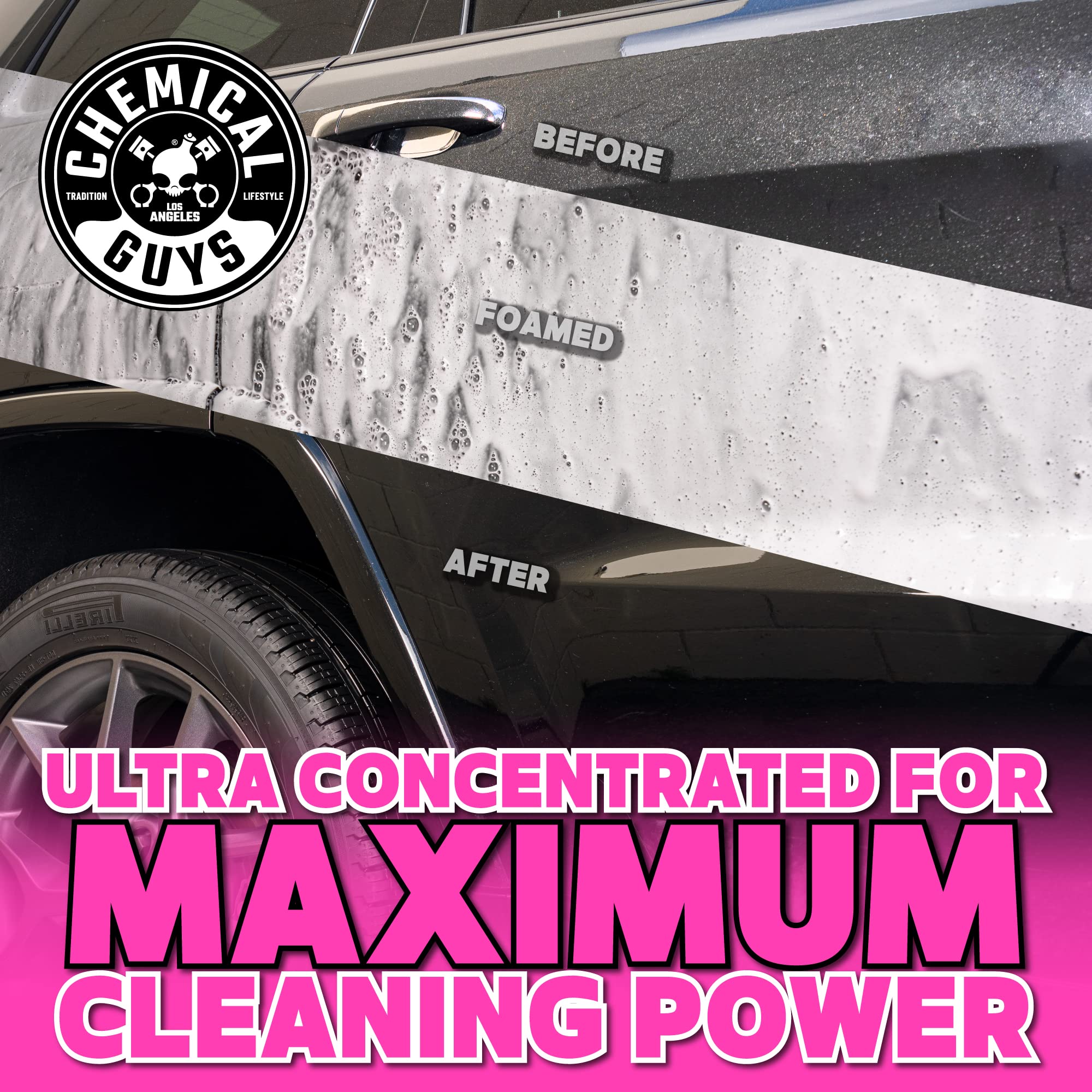 Versatile use on cars, trucks, and SUVs with foam cannon or bucket wash.