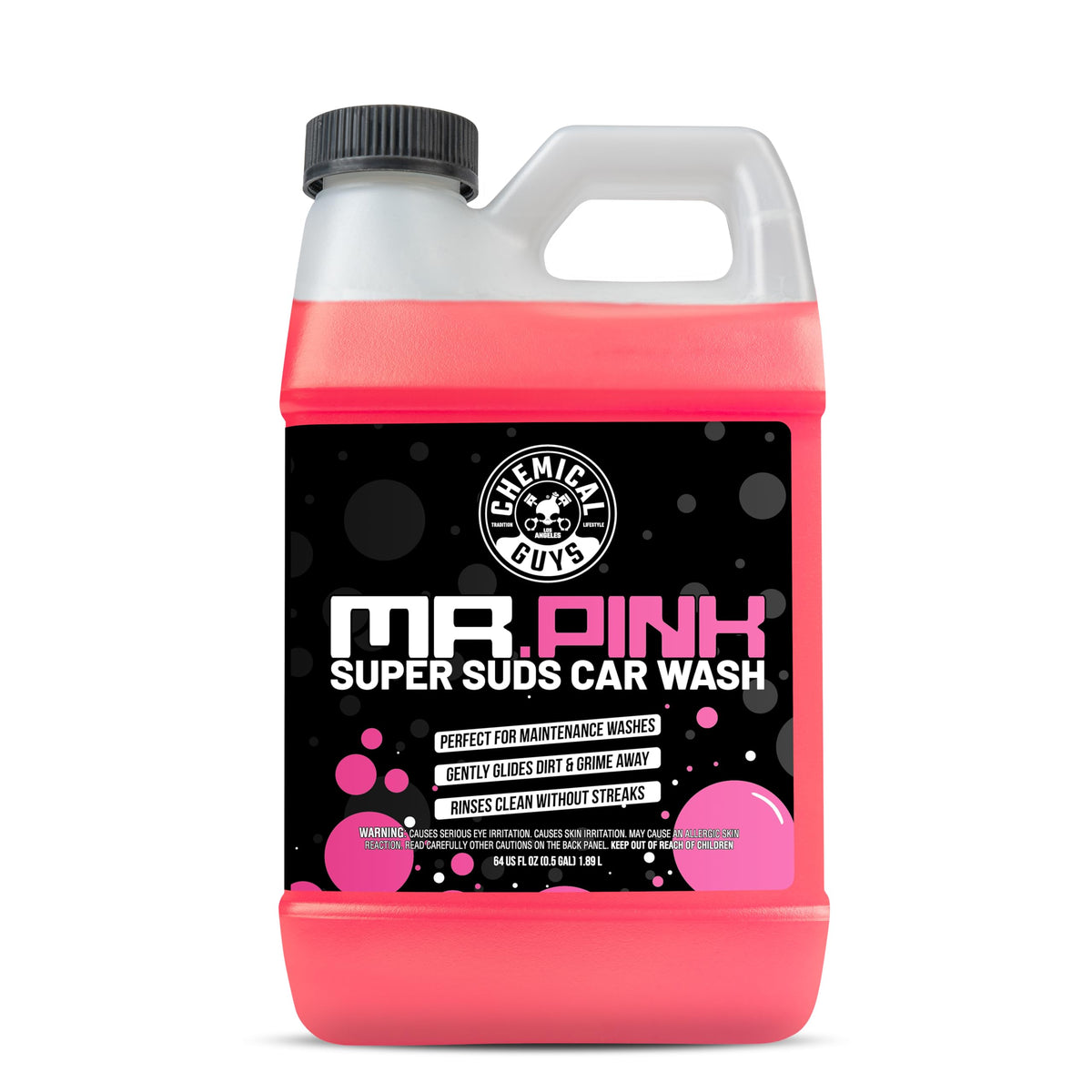 Chemical Guys Mr. Pink foam cannon suds deliver rich clingy suds for safe washing.