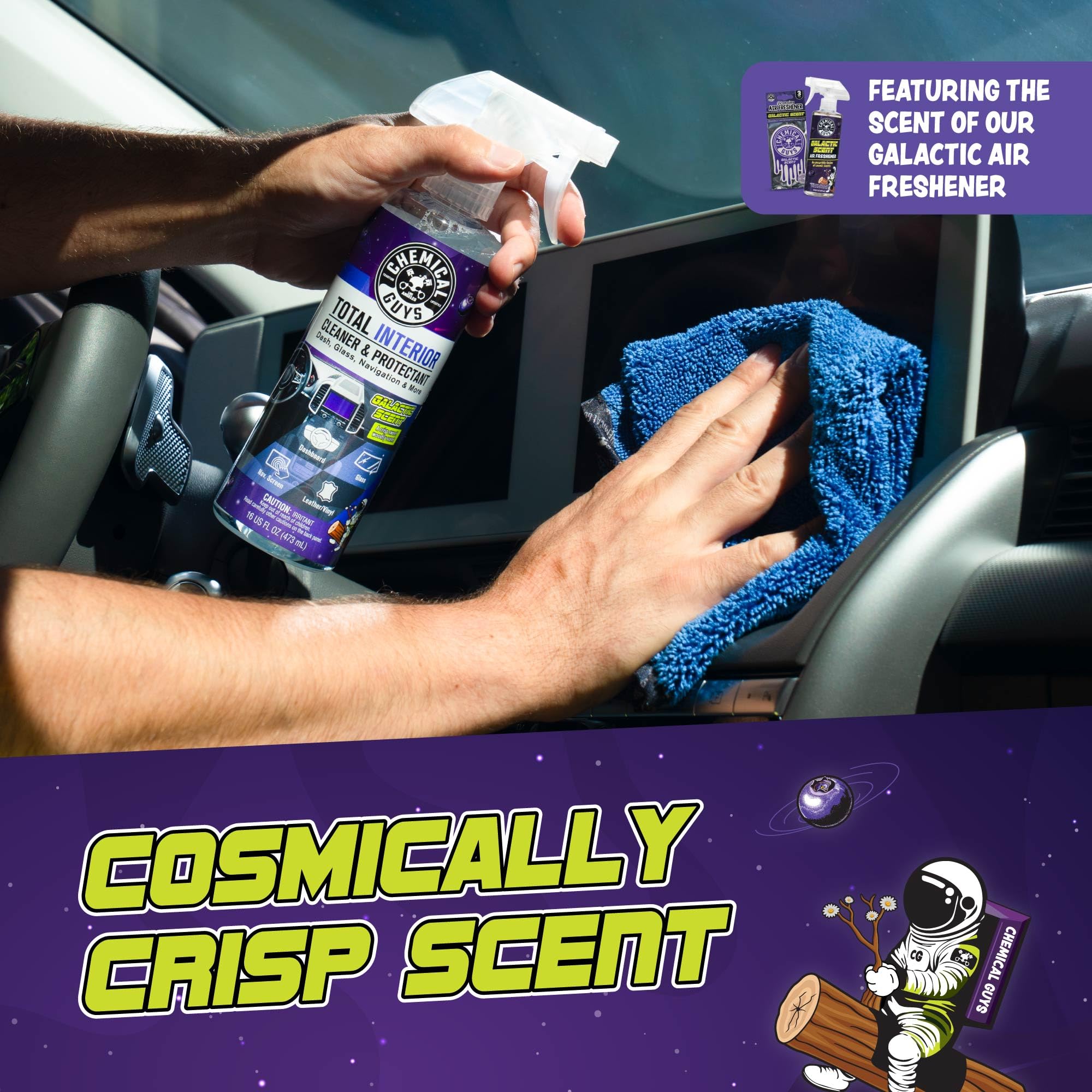Chemical Guys Total Interior Cleaner & Protectant on carpets for refreshed fibers and light stain lift.