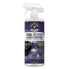 Chemical Guys Total Interior Cleaner & Protectant on dashboard for pristine, streak-free shine.