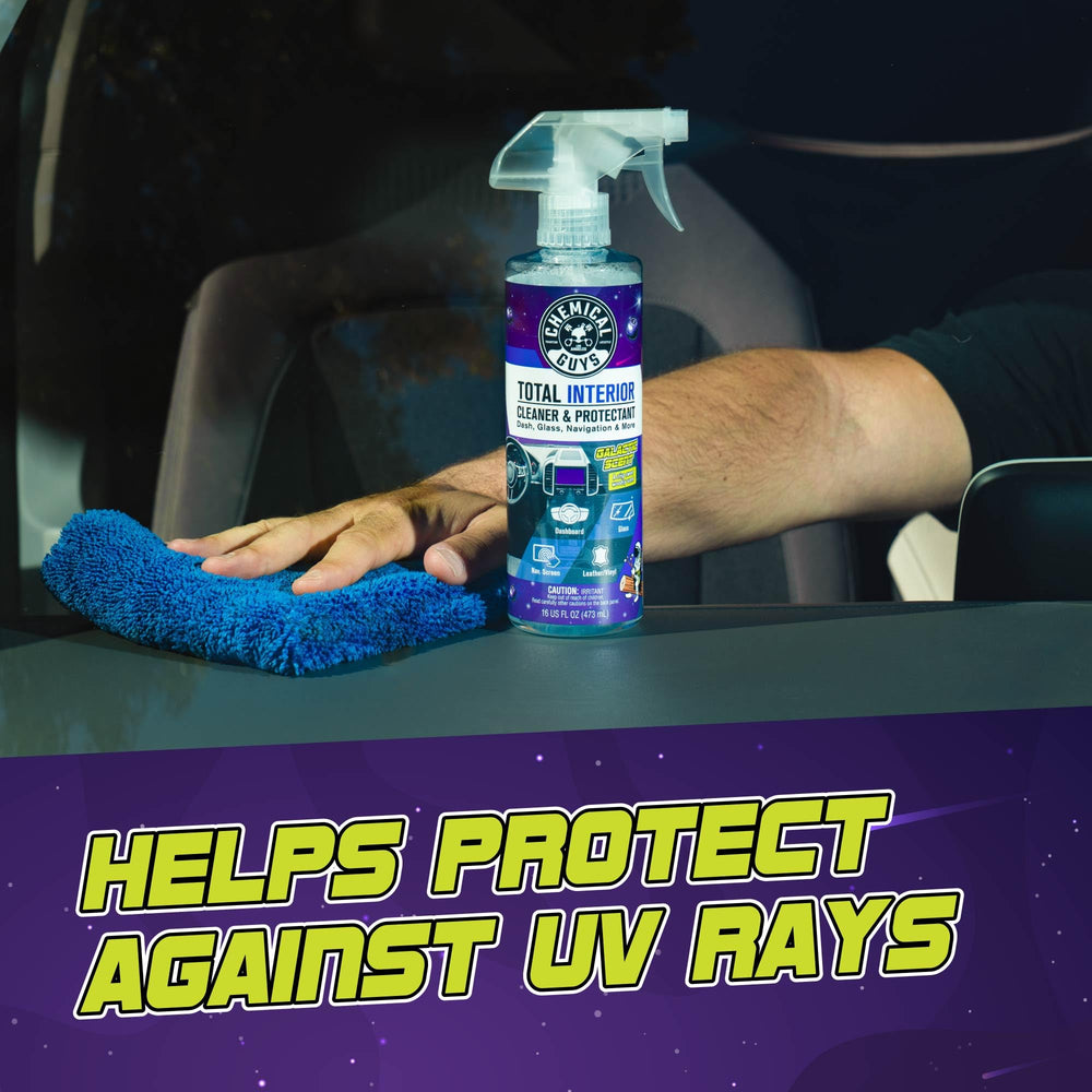 Chemical Guys Total Interior Cleaner & Protectant on vinyl to maintain color and smooth finish.
