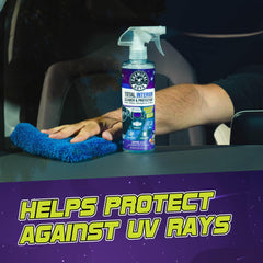 Chemical Guys Total Interior Cleaner & Protectant on vinyl to maintain color and smooth finish.