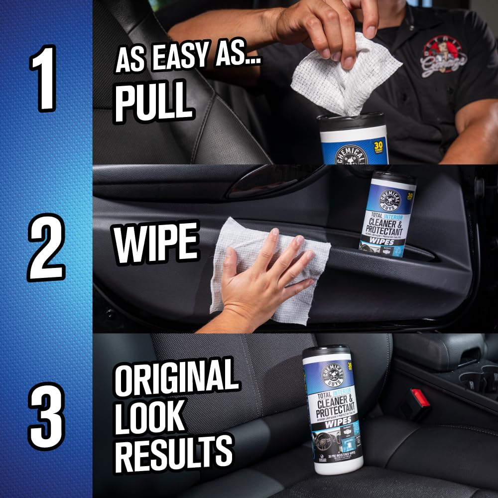 Chemical Guys Total Interior Wipes UV shield protects against sun fade