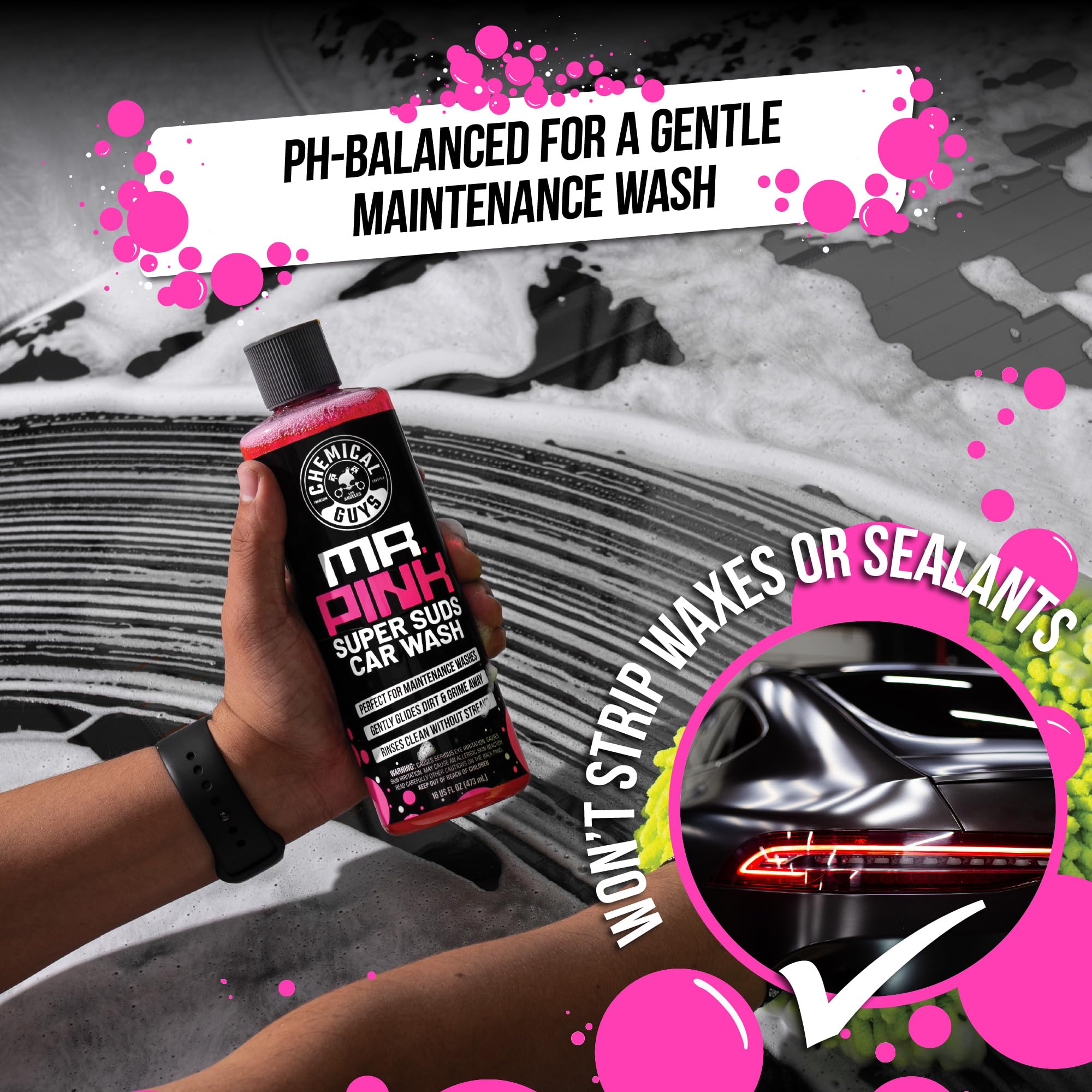 Chemical Guys Diablo Sprayable Wheel Cleaner clings to wheels to break down brake dust.