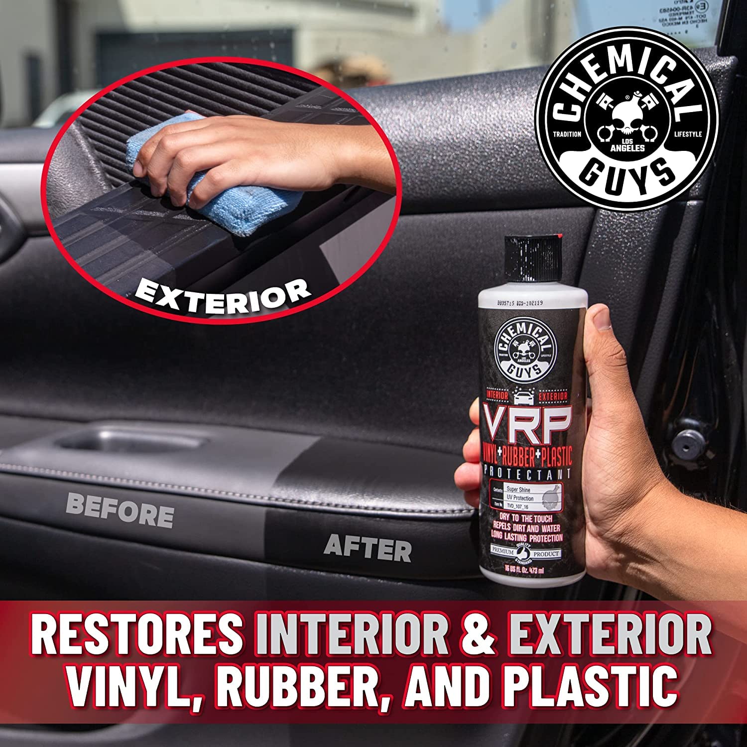 Chemical Guys interior trim being treated for refreshed look