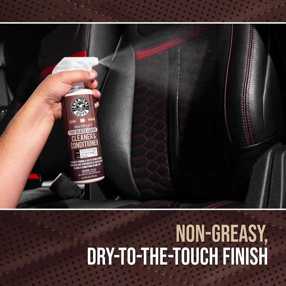 Chemical Guys VentRight flow-through cleaning action removes dirt from perforations.