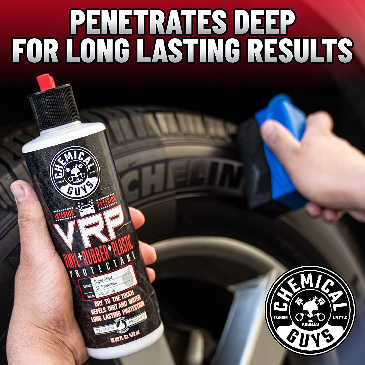 Chemical Guys VRP restores color on vinyl, rubber, and plastic surfaces