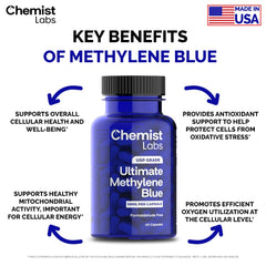 Chemist Labs Methylene Blue Capsules manufactured in USA for traceable quality.