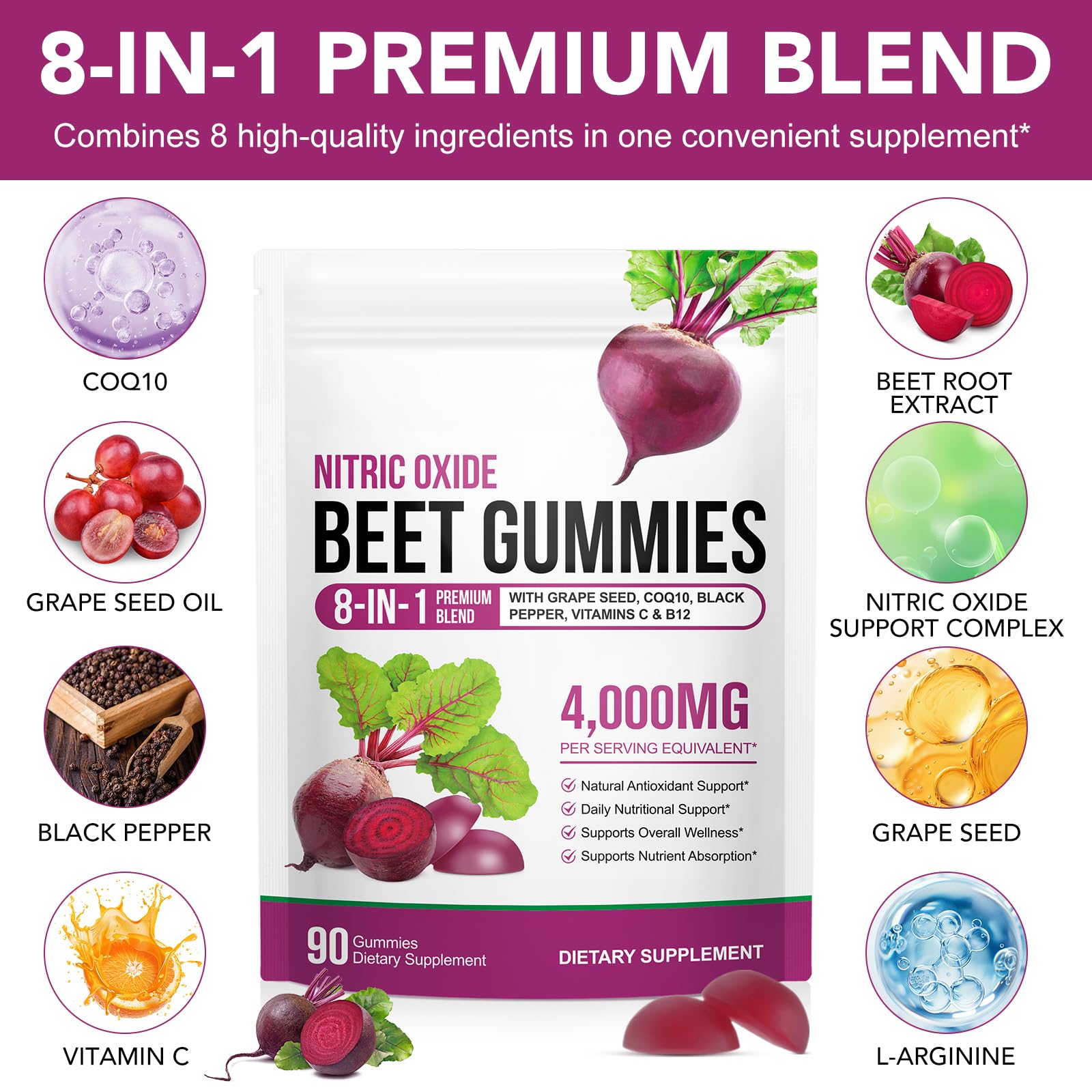 chenyayun Beet Root Gummies packaging image shows sugar-free formula for healthier snacking