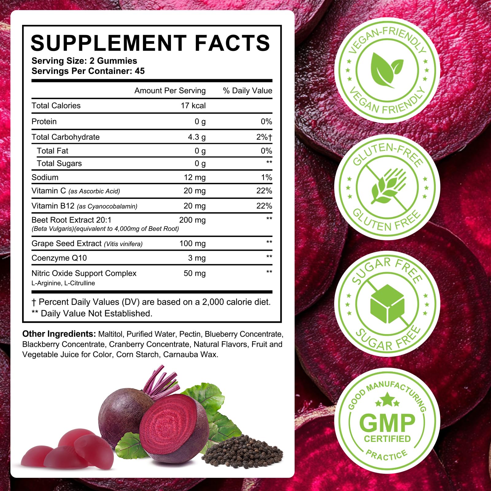 chenyayun Beet Root Gummies texture closeup demonstrates soft chew for easy daily use