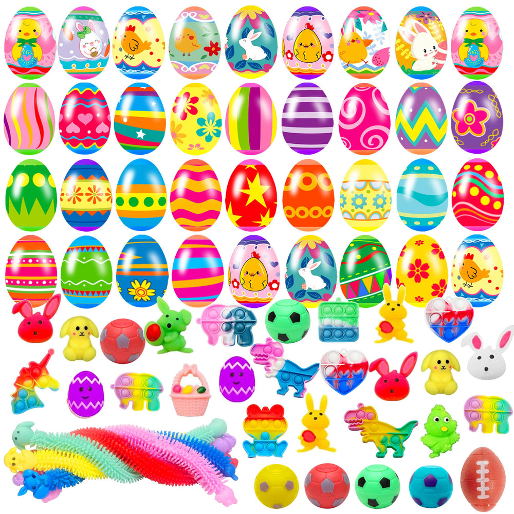 Cherislpy 36-pack Easter eggs with colorful shell designs for festive decorating and surprise inside.