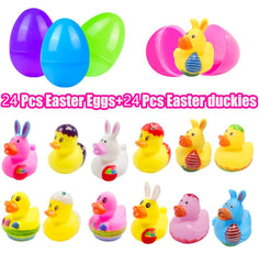Cherislpy bright colored eggs filled with duckies for bath time fun