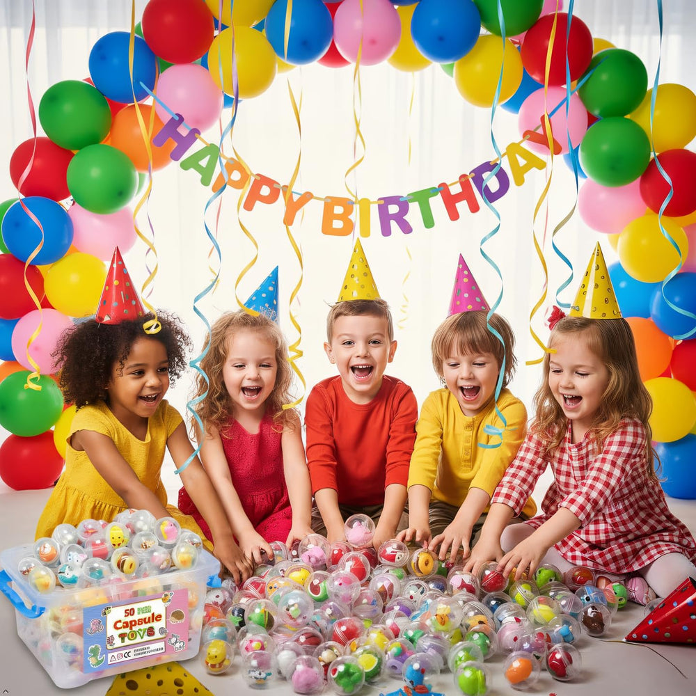 cherislpy 50pc capsule toy collection with vibrant colors and tactile appeal