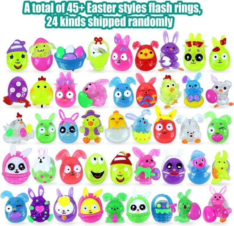 Cherislpy Easter egg rings close-up showing 3D patterns and flexible fit