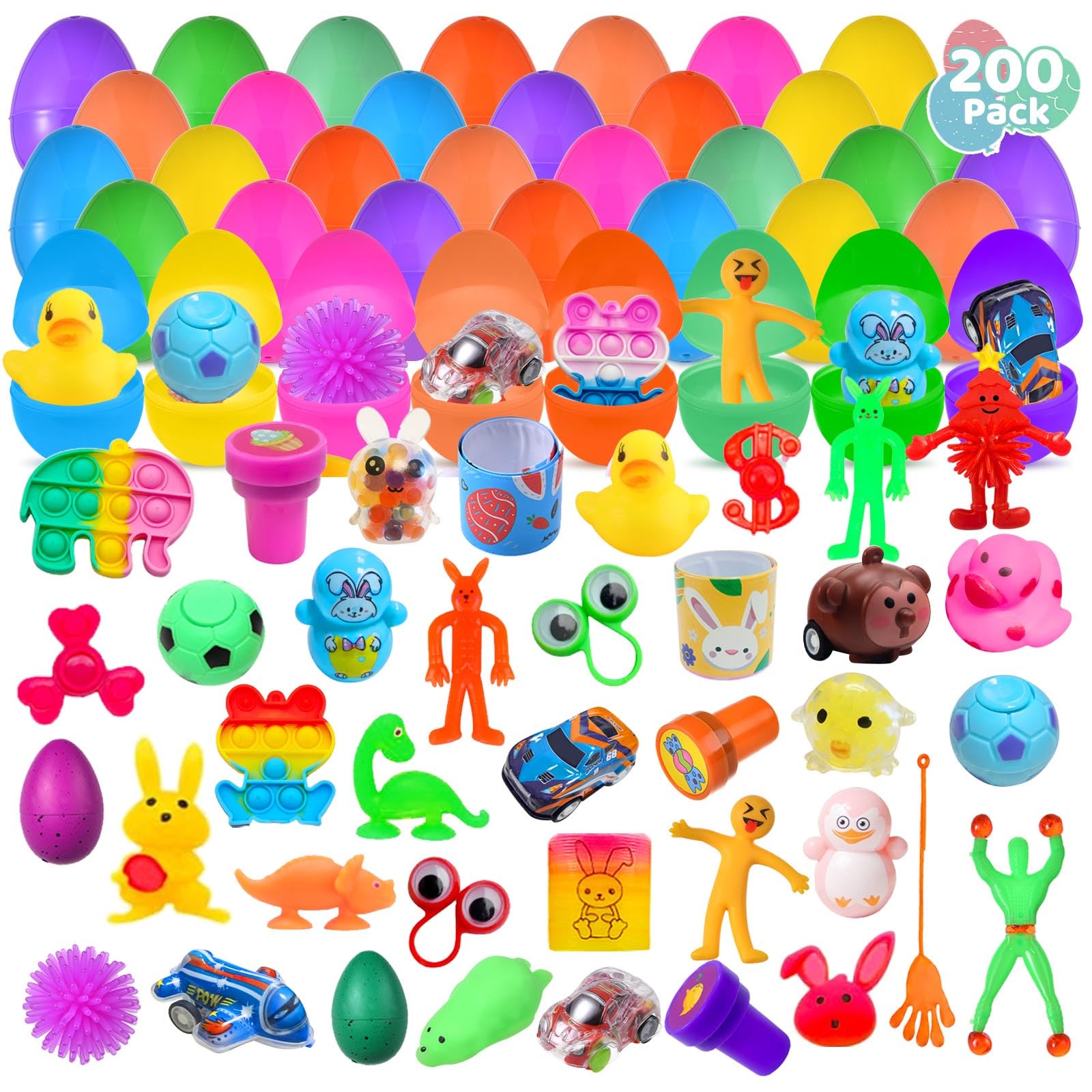 Cherislpy Easter eggs with prefilled toys for instant festive fun.